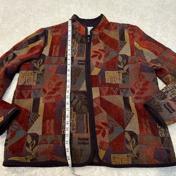 Coldwater Creek Jacket Womens L Tapestry Button Up Boho Indie Embroidered Casual - Picture 5 of 6